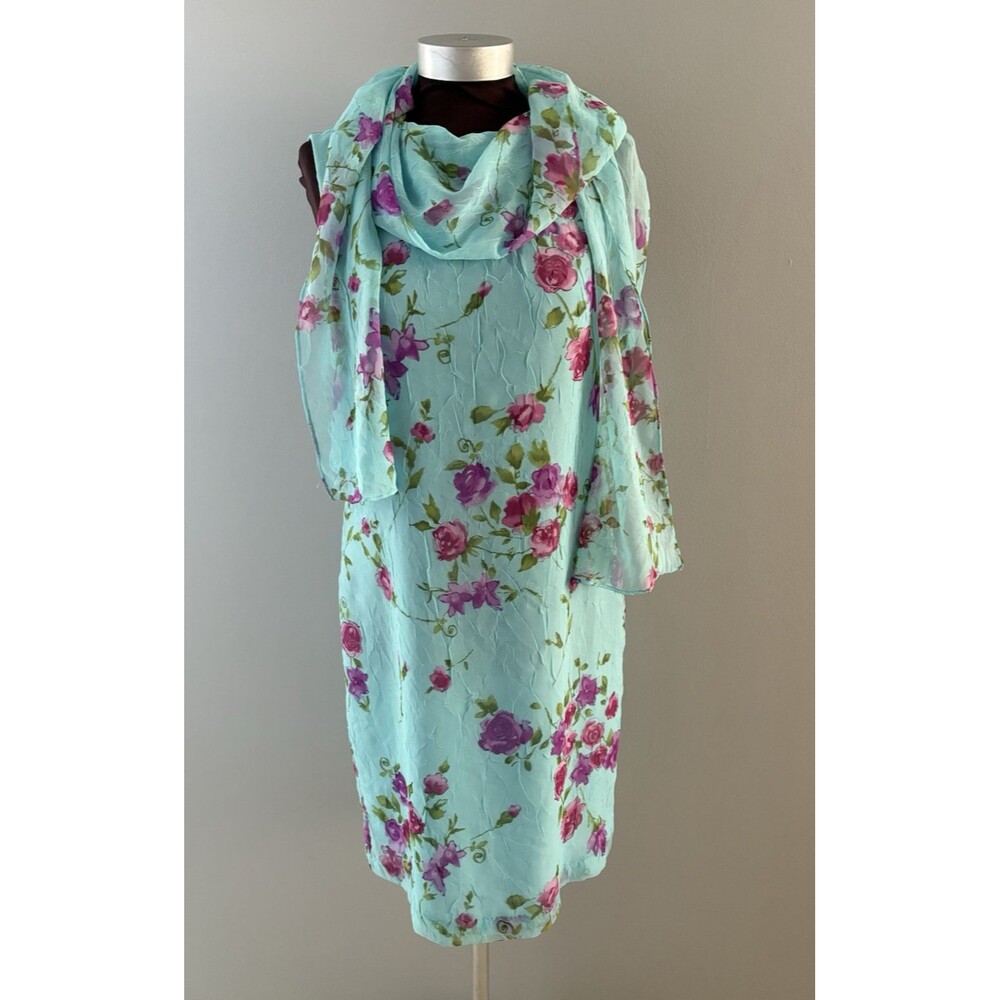 Vintage Barbara Lesser Y2K Dress M Blue Floral Fairy Cottagecore CuteGoth 90s*